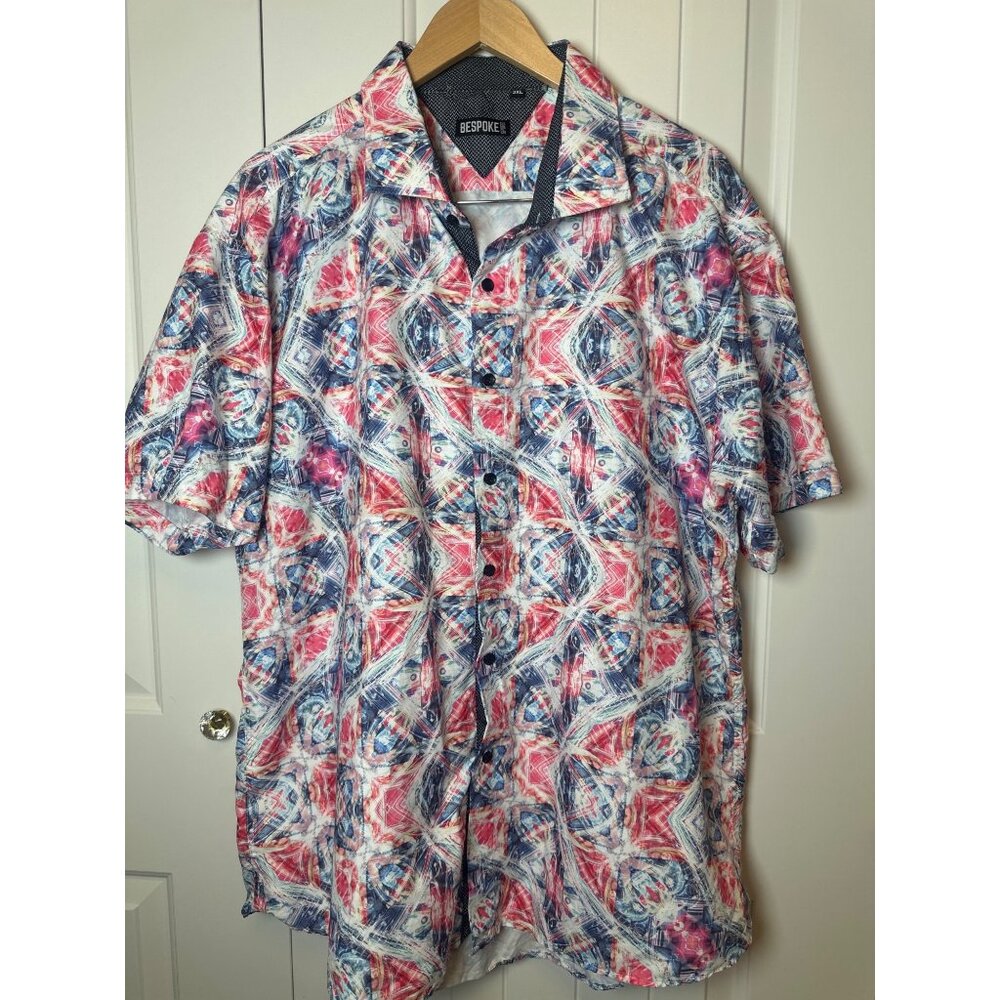 Bespoke Sport Men’s Short Sleeve Button Up Shirt Abstract Geometric Print - 3X